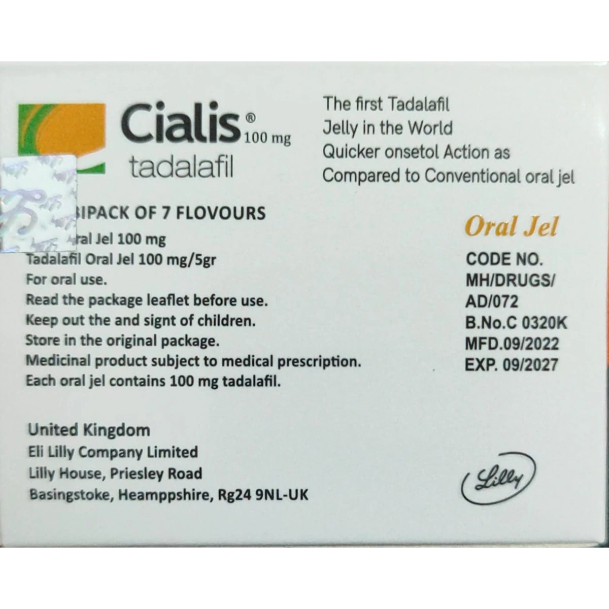 Cialis Tadalafil Oral jelly 100mg - Image 2